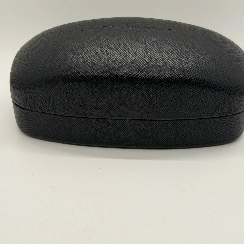 Salvatore Ferragamo Black Textured Hard Shell Eyeglass Case Elegant Sophisticate